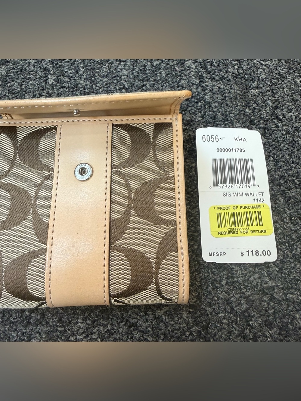 Coach Signature Mini Wallet Khaki 6056 - Picture 4 of 5